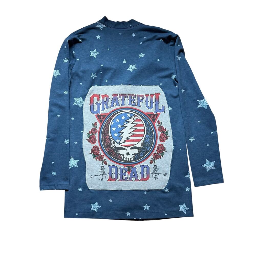 Grateful Dead cardigan star with pockets upcycle